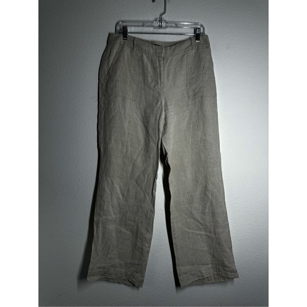 Talbots Women’s Wide Leg Linen Pants Size 8 Lagenlook Tan